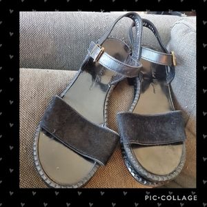 Robert Clergie Black Calf Hair Caseype Sandal